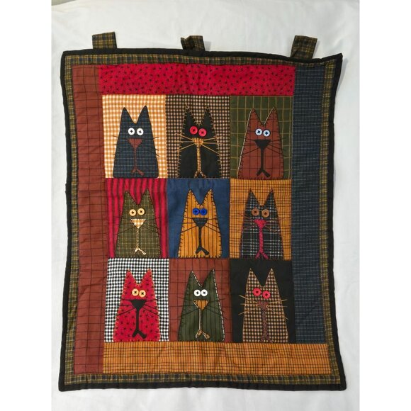 Handcrafted Alley Cat Tales Wall Hanging by Spring Industries Finished Farmhouse - Picture 1 of 9